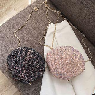 Chain Sequined Shell-shaped Crossbody Bag