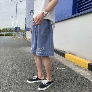Drawstring-waist Printed Wide-leg Shorts