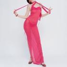 Asymmetrical Halter-neck Midi Sheath Dress