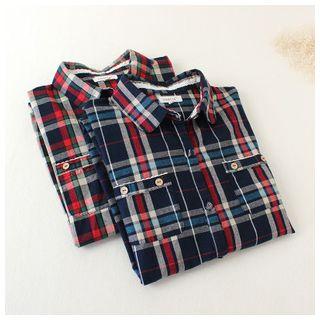 Plaid Short-sleeve Blouse