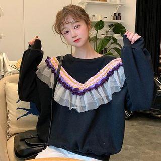 Mesh Ruffle Pullover