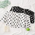 Off-shoulder Rhinestone-strap Dotted Top