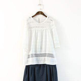 Lace Panel 3/4 Sleeve T-shirt