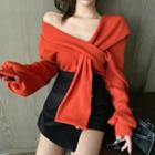 Off-shoulder Knit Top / Asymmetric A-line Skirt