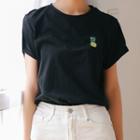 Short-sleeve Pineapple Embroidered T-shirt Black - One Size