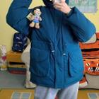 Plain Hooded Cotton Jacket Aqua Blue - One Size