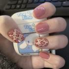Leopard Print Faux Nail Patch Pink - One Size