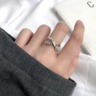 925 Sterling Silver Print Panel Cross Open Ring Ring - One Size