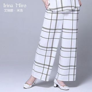Check Wide Leg Pants