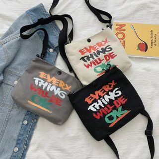 Printed Letter Canvas Crossbody Bag