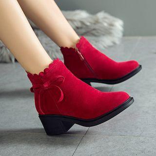 Ribbon Chunky-heel Ankle Boots