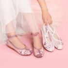 Embroidered Ankle-strap Mesh Hanfu Flats