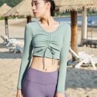 Long-sleeve Drawstring Cropped Sports Top