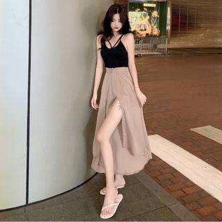 Strappy Camisole / High-waist Split Pants