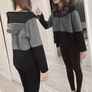 Two-tone Cropped Zip Hoodie