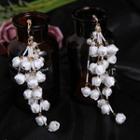 Flower Fringed Drop Earring 1 Pair - White - One Size