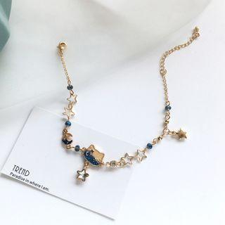 Alloy Cat & Star Bracelet 1 Piece - Bracelet - Blue & Gold - One Size