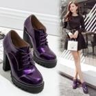 Metallic High Heel Lace Up Shoes