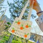 Orange Beaded Crossbody Bag