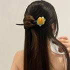 Flower Fabric Wooden Hair Stick