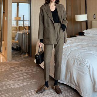 Plain Loose-fit Blazer / Color-block Pleated Skirt / Plain Pants