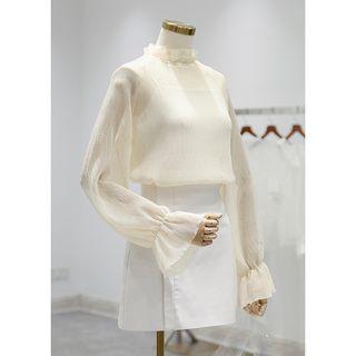 Trumpet Cuff Blouse Almond - One Size