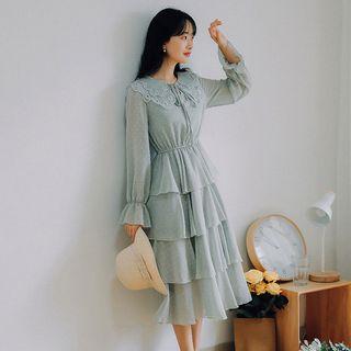 Layered Peter Pan Collar Chiffon Dress