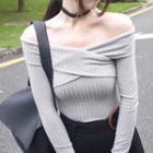 Plain Off Shoulder Long Sleeve Knit Top