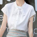 Cap-sleeve Crochet Trim Chiffon Blouse