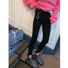 Plain Loose-fit Sweatshirt / High-waist Slim-fit Jeans