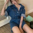 Denim Loose Fit Romper Blue - One Size