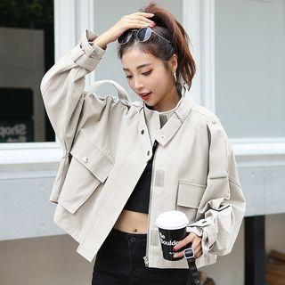 Zip Cropped Cargo Jacket