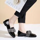 Block Heel Square-toe Bow-accent Loafers