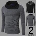 Two-tone Cowl-neck Knit Top