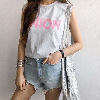 Crew-neck Lettering Tank Top