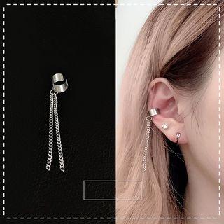 Stainless Steel Chained Fringed Earring 1 Pc - One Size