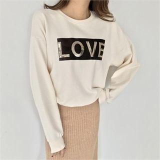 Love Sequin Letter Sweatshirt