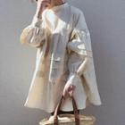 Long-sleeve Mock-neck Blouse Almond - One Size