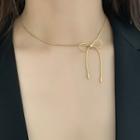 Ribbon Bow Necklace Gold - One Size