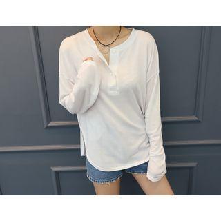 Long-sleeve Round-hem Henley