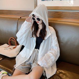 Hooded Zip Windbreaker White - One Size