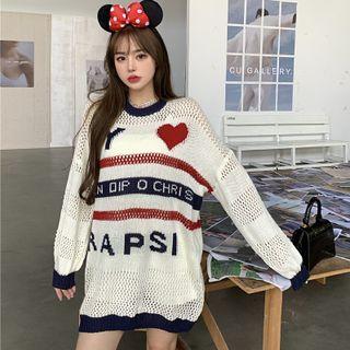 Round-neck Long Sleeve Oversized Jacquard Sweater Sweater - One Size
