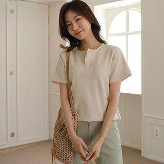 Snap-button Waffle Henley