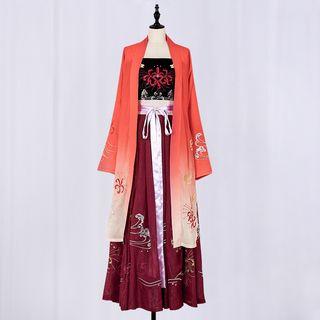 Chinese Style Long Light Jacket / Tube Top / Maxi Skirt