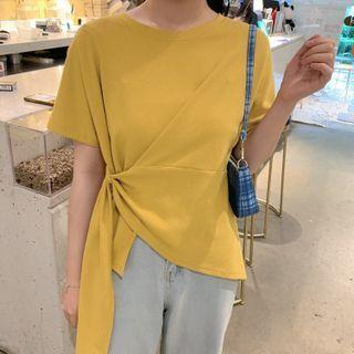 Short-sleeve Irregular Peplum Top