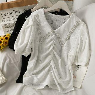 Eyelet Ruched Lace Blouse