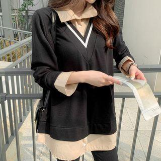 Inset Short V-neck Top