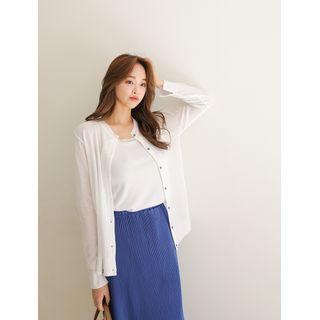 Slit-detail Sheer Summer Cardigan