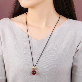Glitter Bead & Agate Pendant Necklace