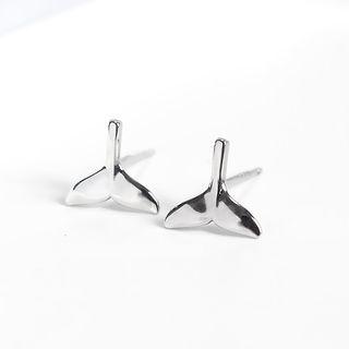 925 Sterling Silver Whale Tail Earring 1 Pair - As Shown In Figure - One Size